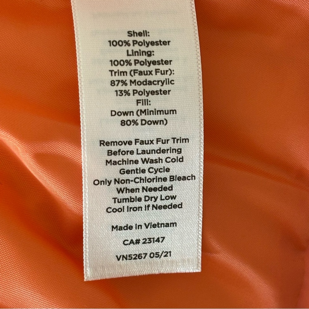 NWT Talbots Orange Down Quilted Vest Detachable Fur Collar M - Picture 8 of 12